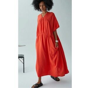 Atelier Delphine Lihue Midi Women's Dress in Neon Peach Size: M/L